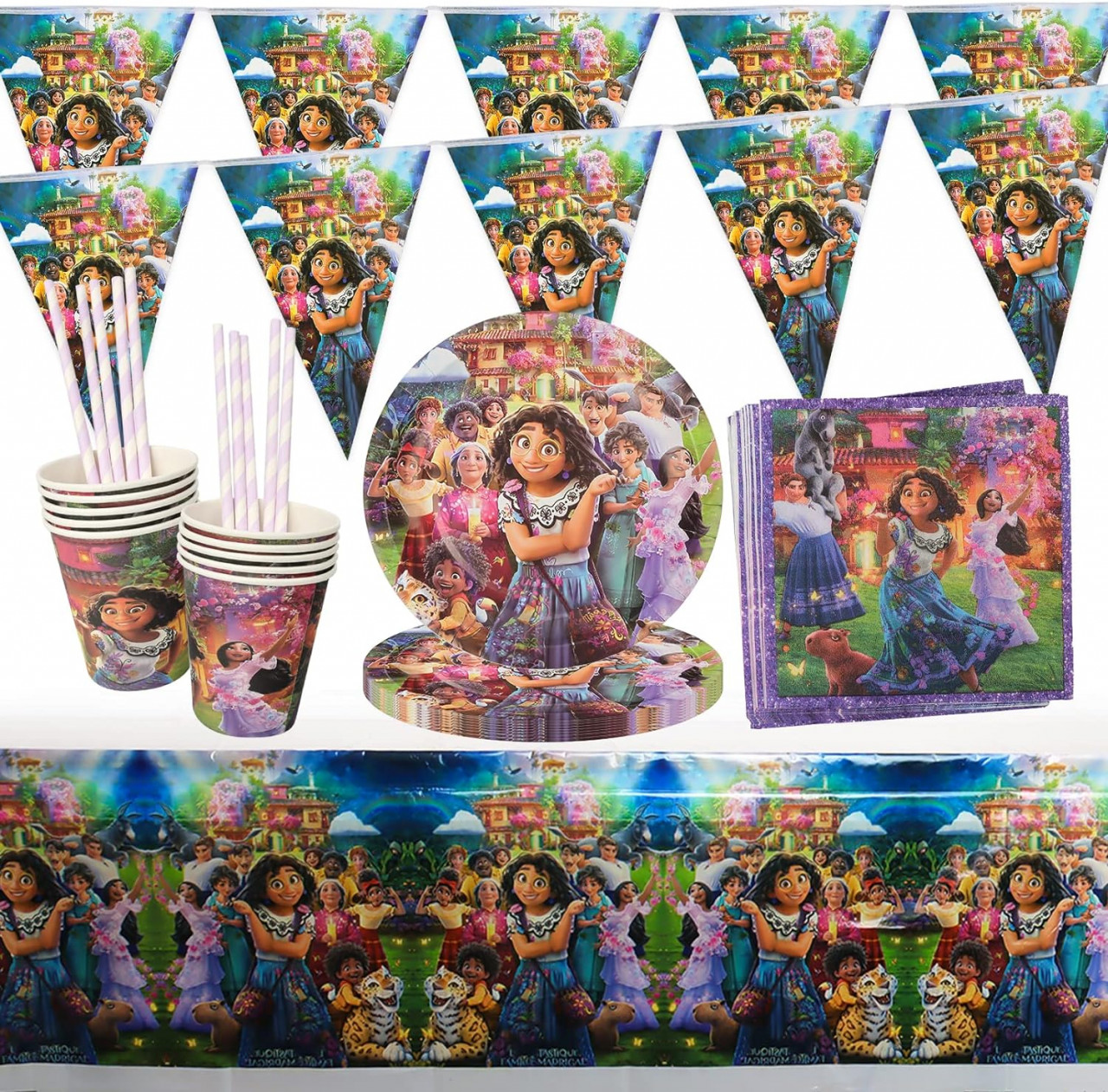 Set de vesela pentru petrecere Yisscen, hartie, multicolor, 52 piese