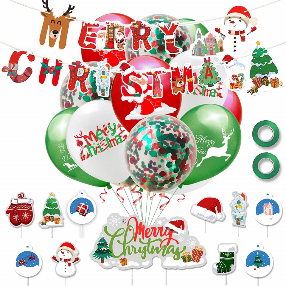 Set decoratiuni pentru Craciun Yisscen, hartie/latex, multicolor, 34 piese Decorațiuni de Crăciun 2023-09-28