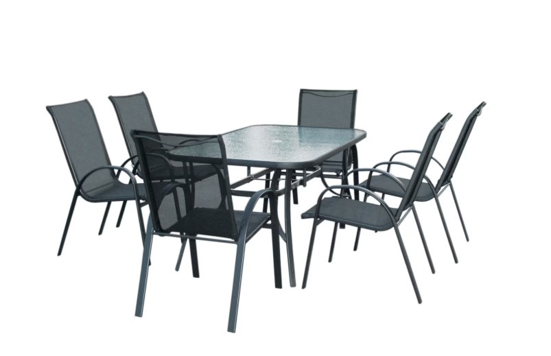 Set mobilier gradina/terasa Heinner, masa, 6 scaune, negru