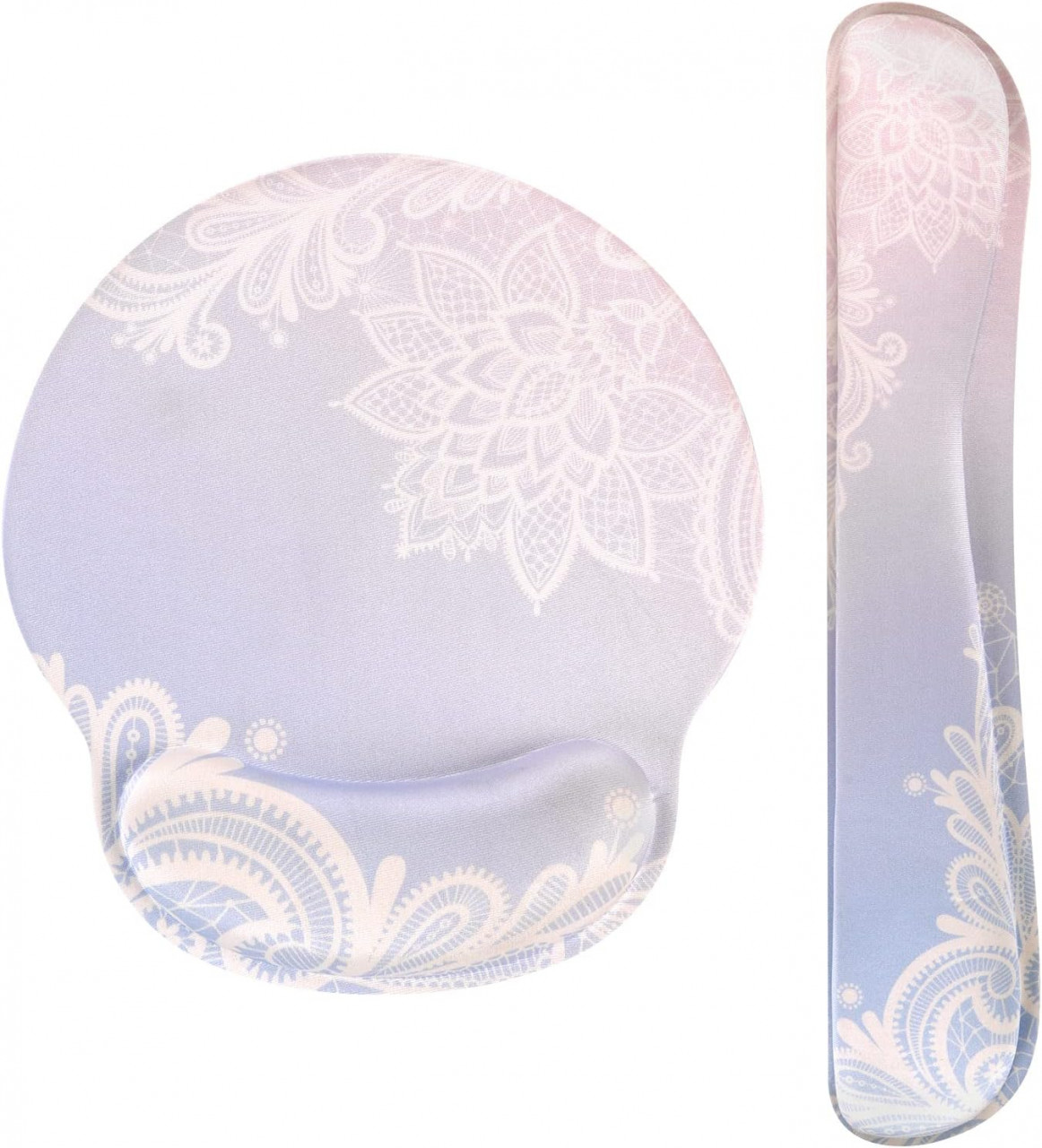 Set mousepad si suport pentru incheietura HAOCOO, spuma cu memorie/cauciuc PU, roz/alb/violet