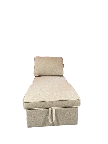 Sezlong RLG cu spatiu de depozitare, lemn eucalipt/ material textil, bej, 173 x 73 x 60 cm, Resigilat