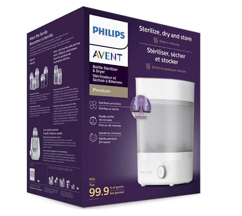 Sterilizator electric si uscator de biberoane Philips Avent Premium SCF293/00, sterilizare si uscare in 40 de min, tava de scurgere, design compact,