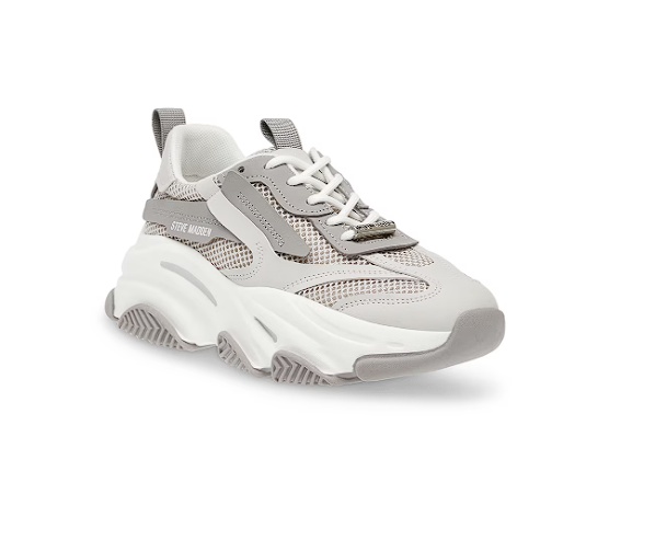 Steve Madden, Pantofi sport cu insertii de plasa Possession-E, Gri, 38, Resigilat, Grad A