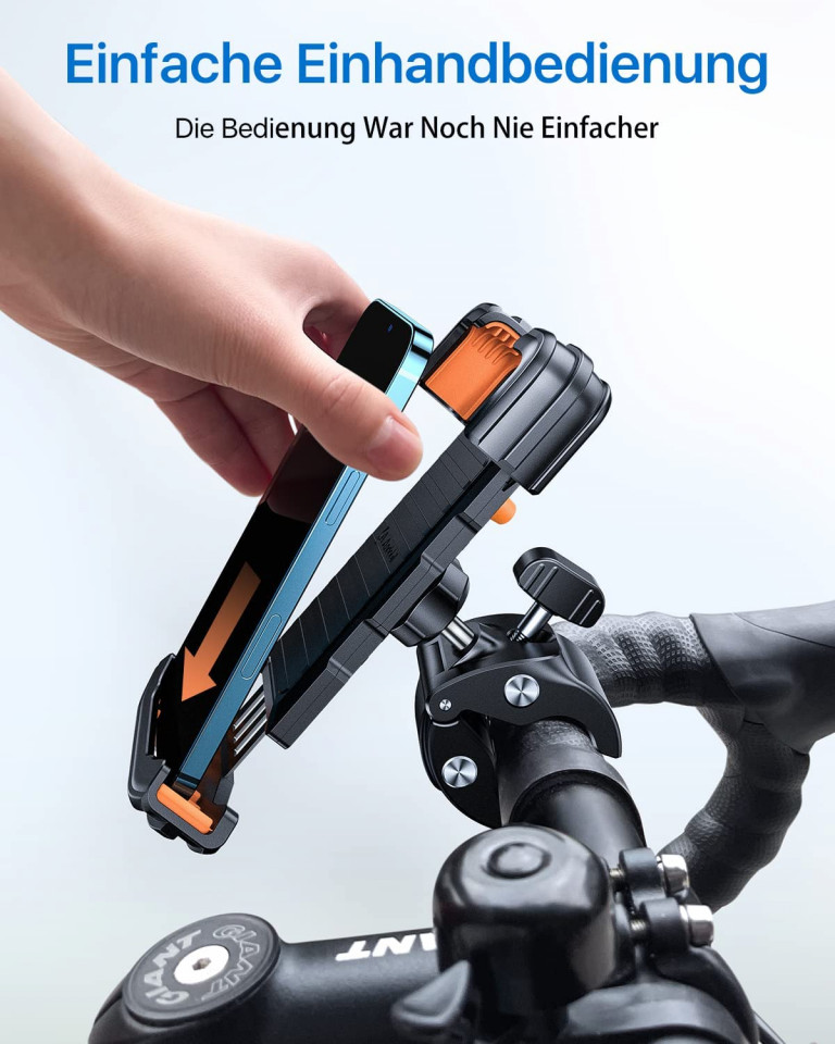 Suport telefon pentru bicicleta Andobil, metal/plastic, negru/portocaliu, 9 x 18 x 3 cm image6