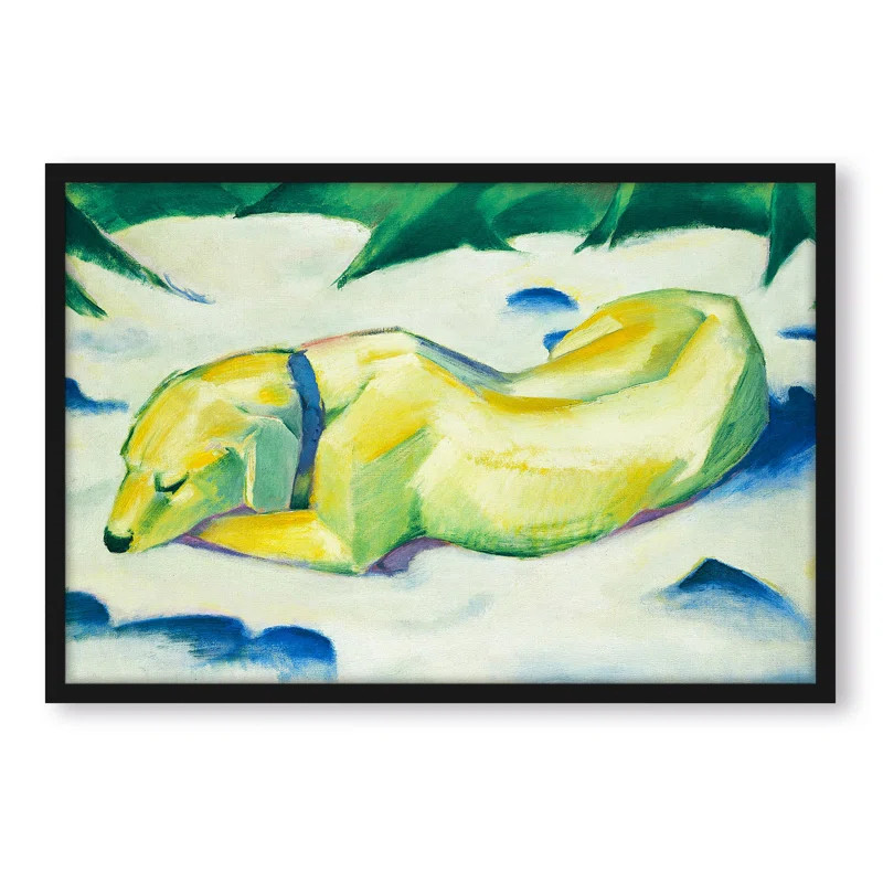 Tablou ClassicLiving, model caine, panza/lemn/plastic, multicolor, 100 x 70 x 2,5 cm