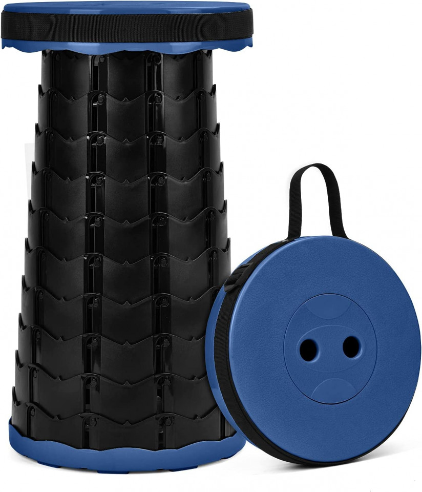 Taburet pliabil telescopic Ekkong, polipropilena, negru/albastru, 24,5 x 45 cm 245