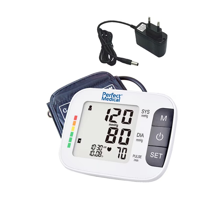 Tensiometru Profesional de brat , complet automat Perfect Medical cu adaptor la priza , avizat , Indicarea valorilor masurate in conformitate cu
