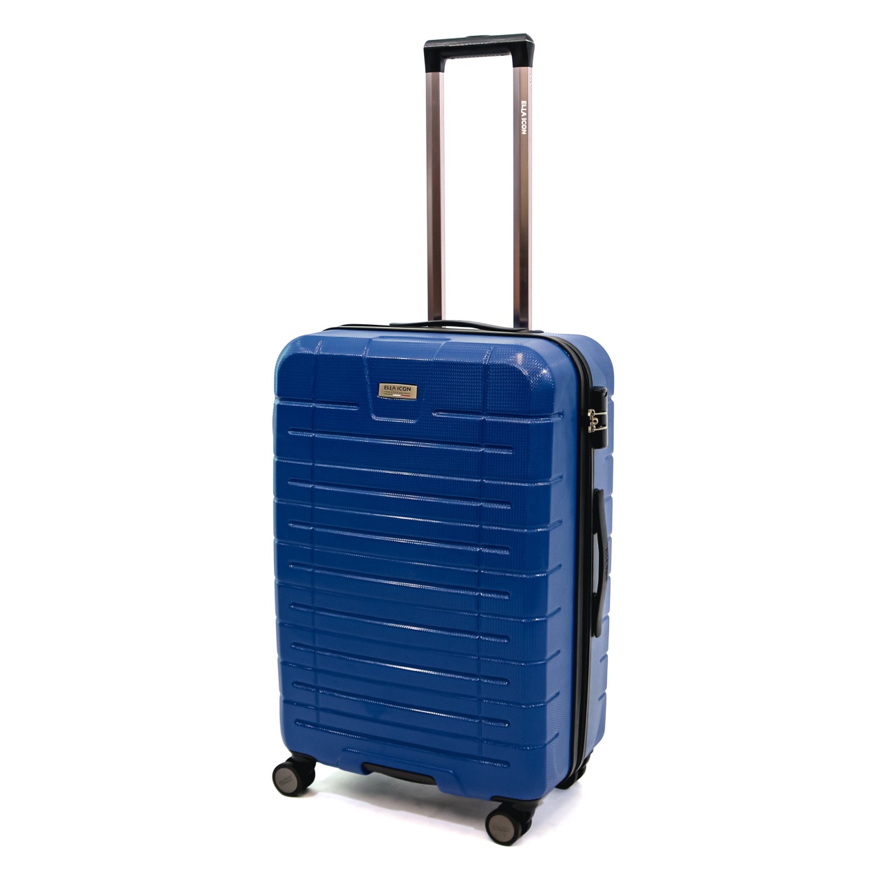 Troler Ella Icon Leaf cu 4 roti duble, ABS, 67x45x27 cm, Albastru