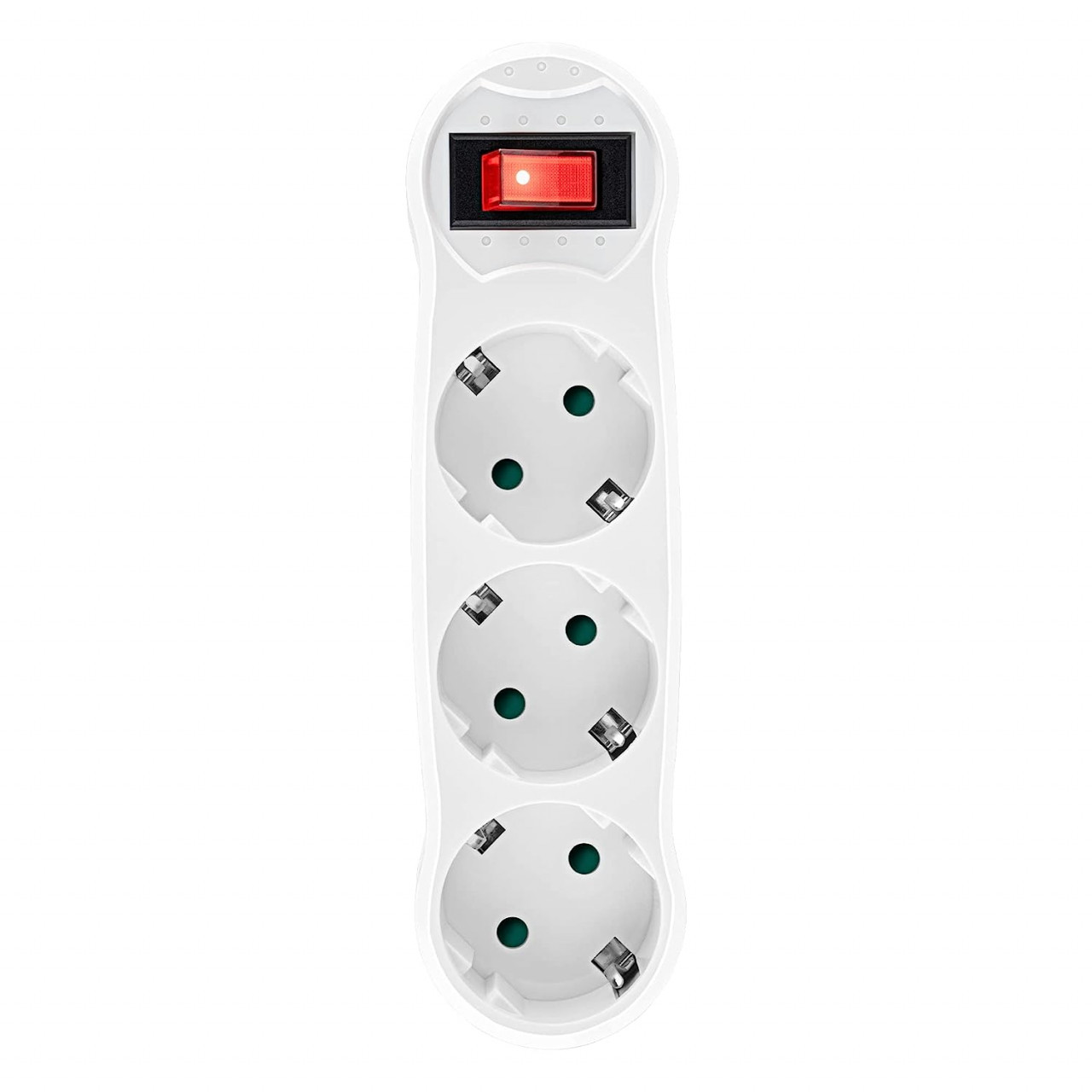 Adaptor cu trei prize si comutator Jamber, ABS, alb