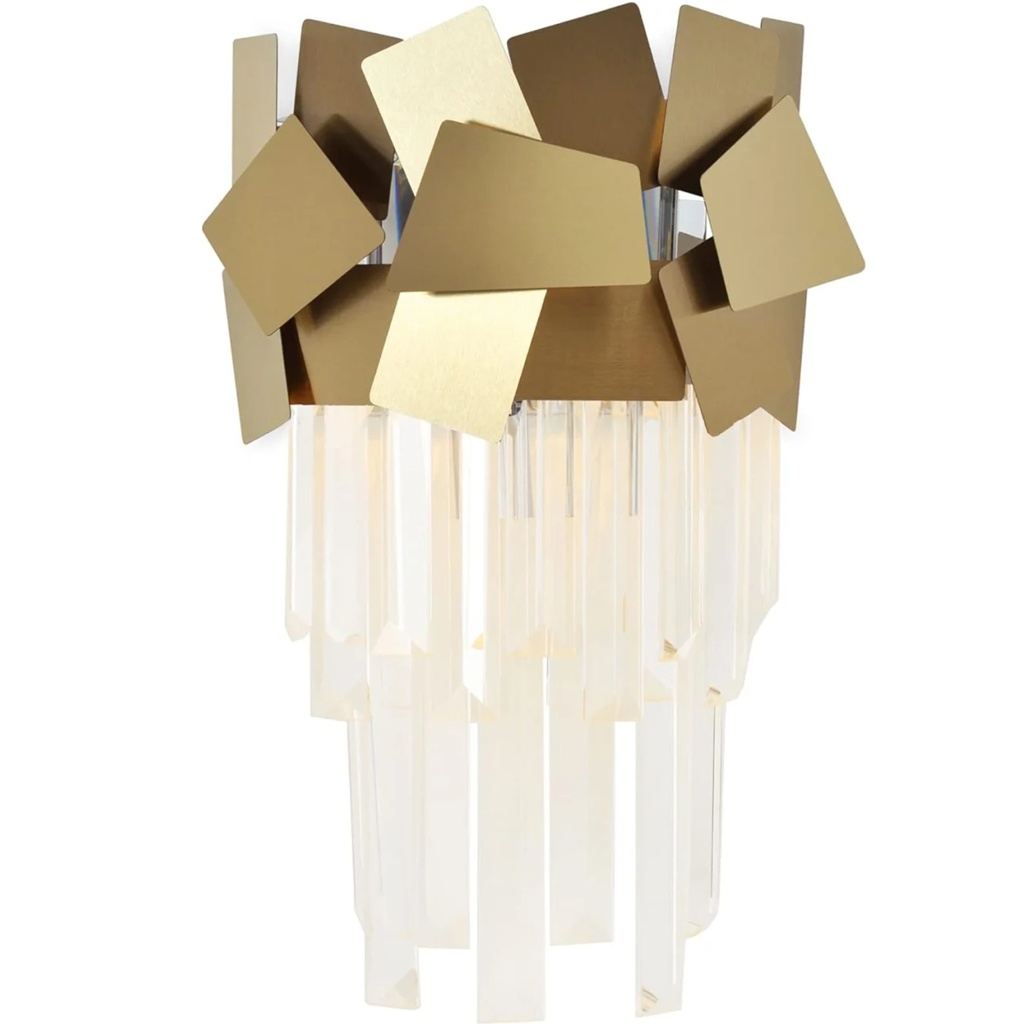Aplica de perete Eurostil, metal/sticla, auriu/transparent, 34 x 11 cm