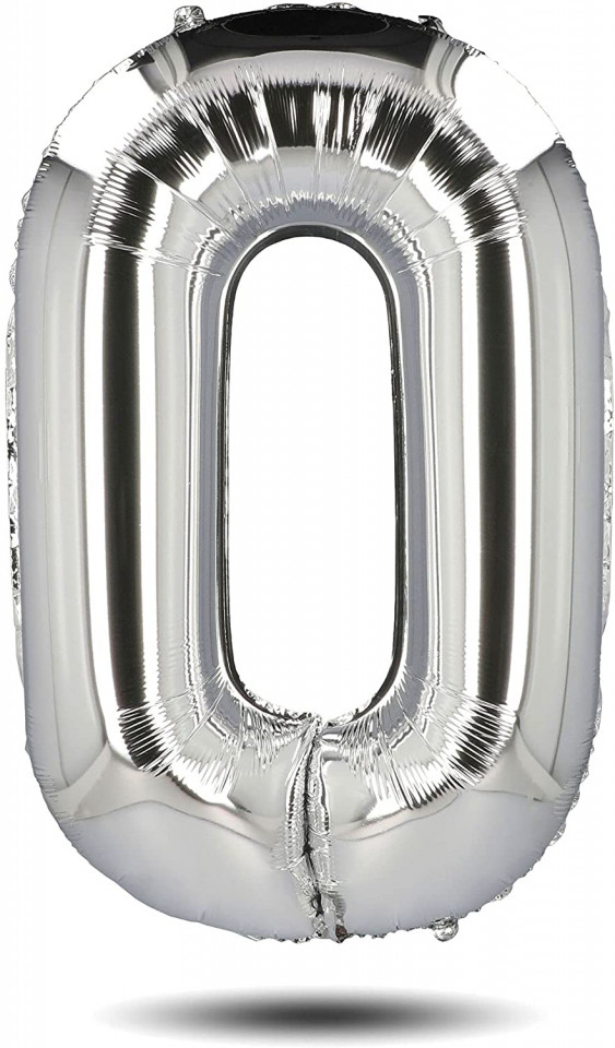 Balon aniversar Maxee cifra 0 argintiu 80 cm