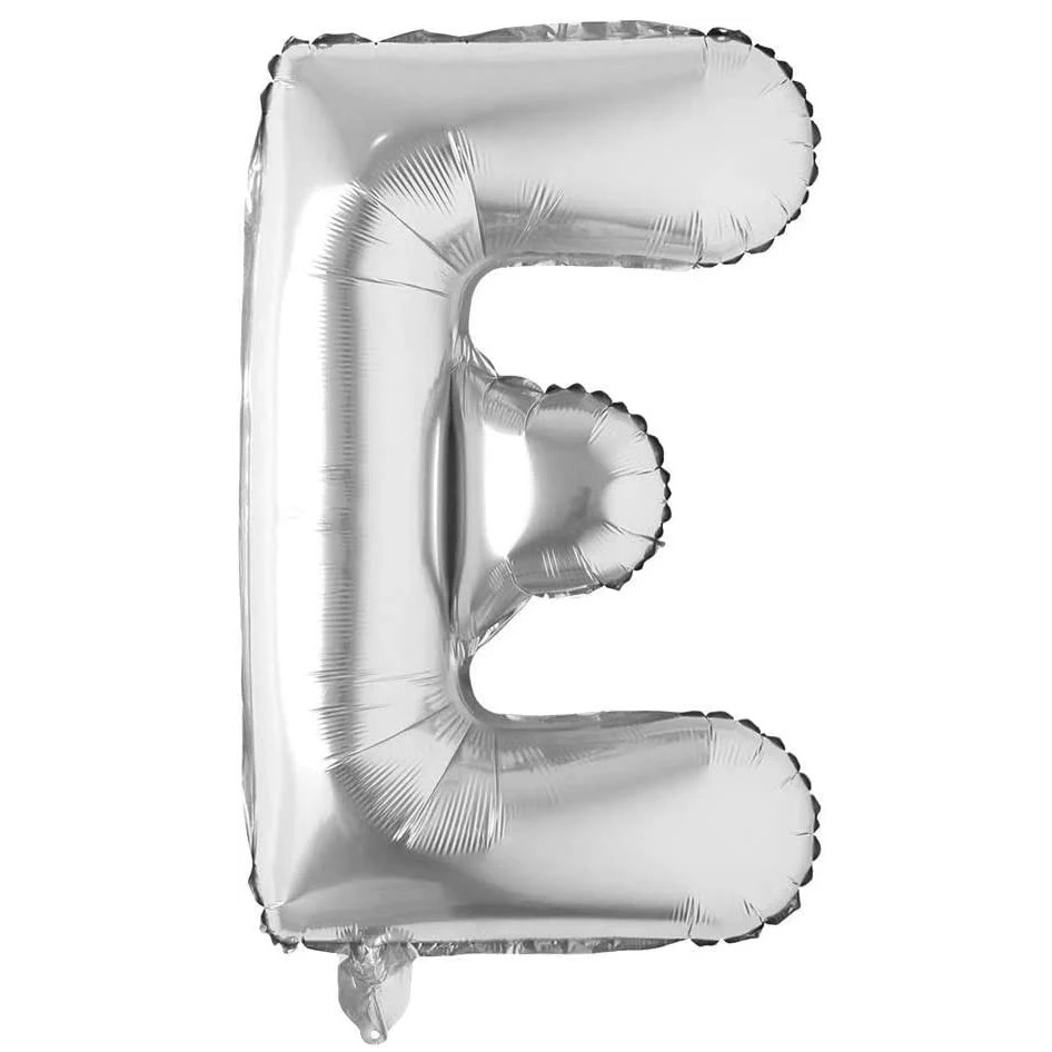 Balon aniversar Maxee, litera E, argintiu, 40 cm