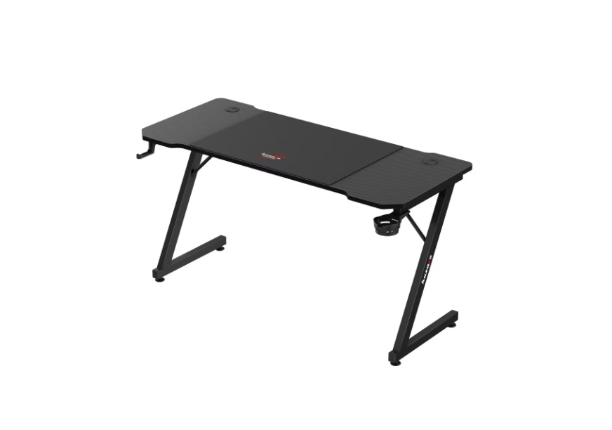 Birou gaming Huzaro, Hero 3.3, 140 x 60 x 74 cm, inclusiv mousepad 80 x 58 cm, 2 Intrari Pentru Cabluri, Negru