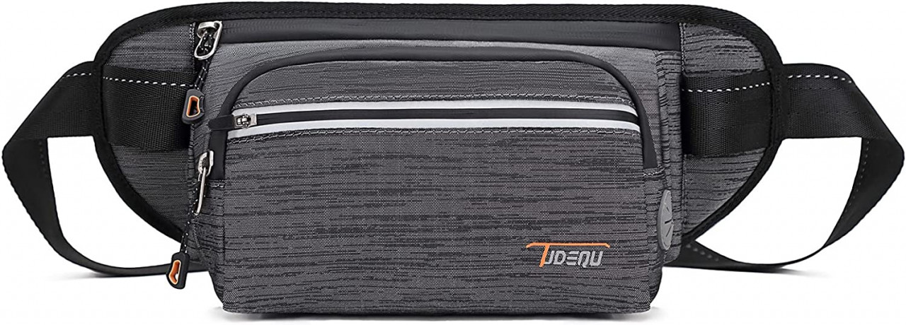 Borseta TUDEQU, nailon, gri/negru, 35 x 15 cm