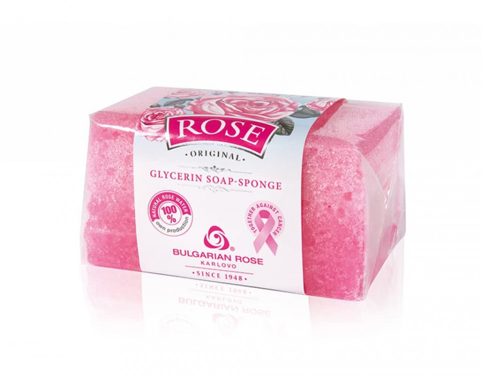 Burete de sapun cu glicerina Rose, aroma trandafir, roz