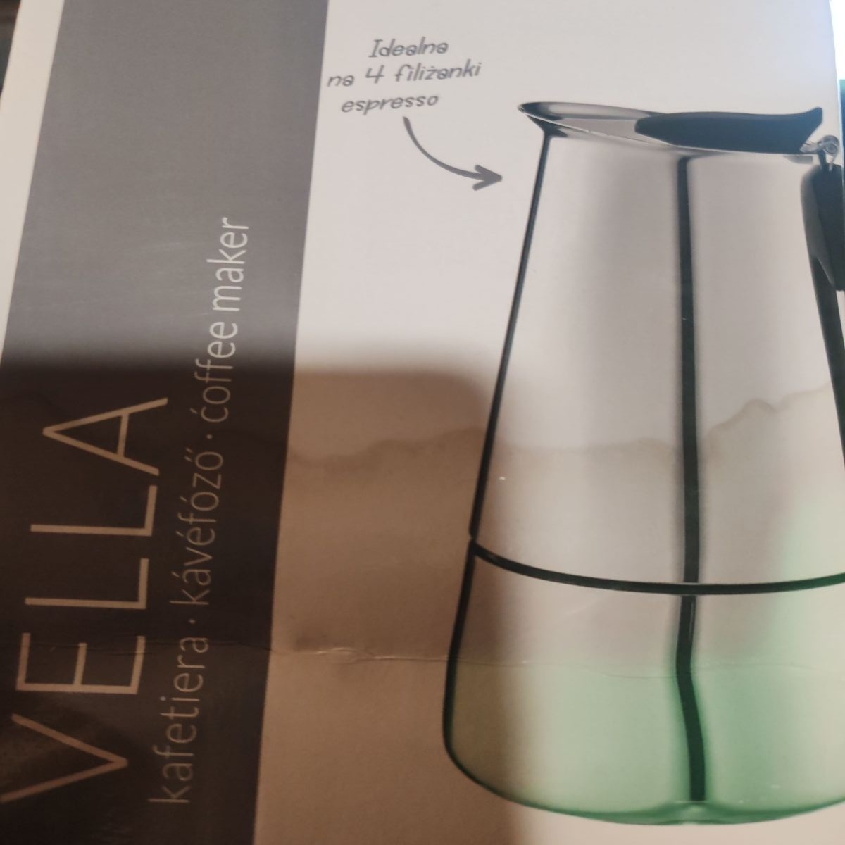 Cafetiera inox, Domotti Vella, 4 portii, Resigilat, Grad A