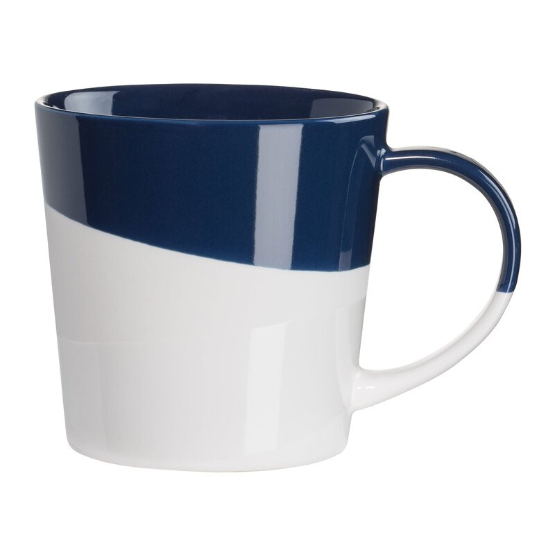 Cana de cafea Newport, portelan, alb/albastru, 13 x 9,5 cm