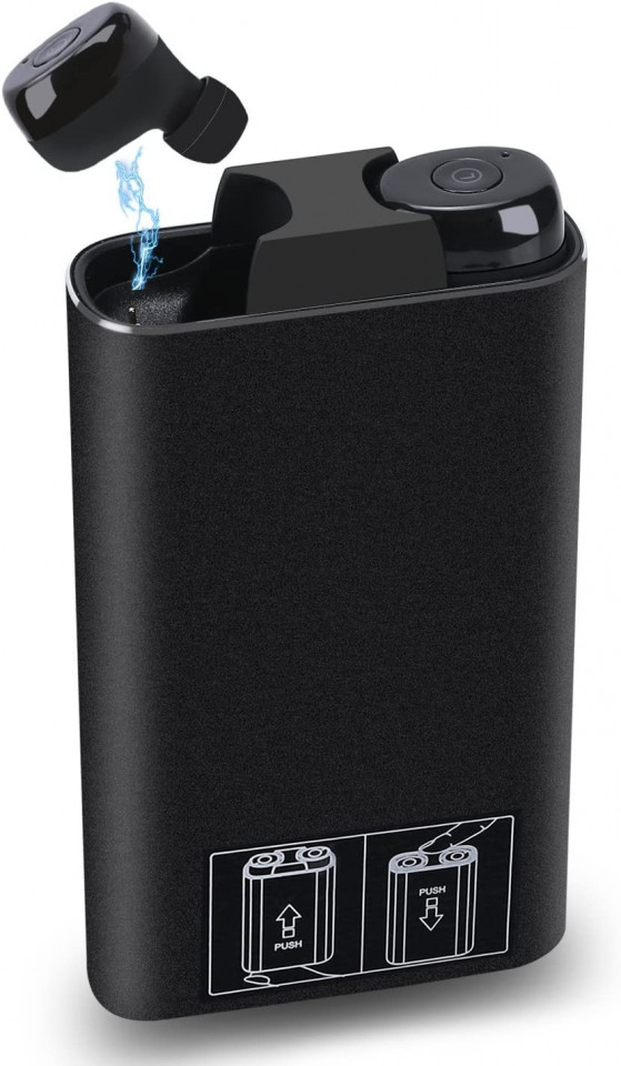 Casti Bluetooth 5.0 cu statie de incarcare YIMAN, 1800mAh, negru, 6,3 x 9,5 cm 1800mAh