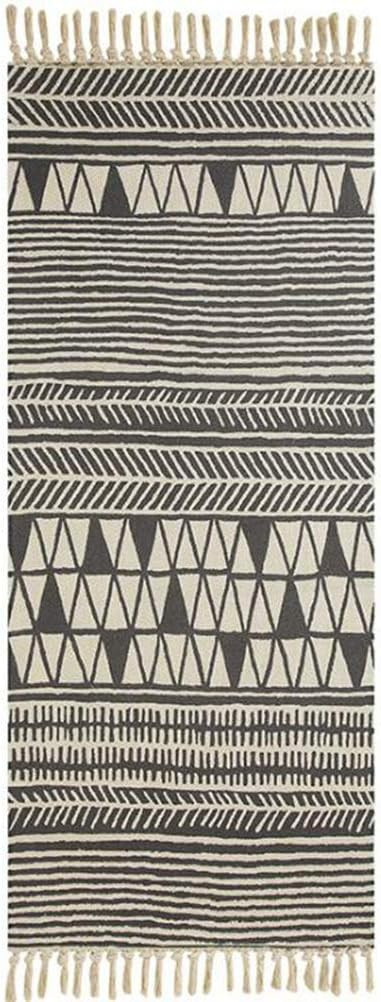 Covoras Icole, bumbac, alb/negru, 60 x 130 cm