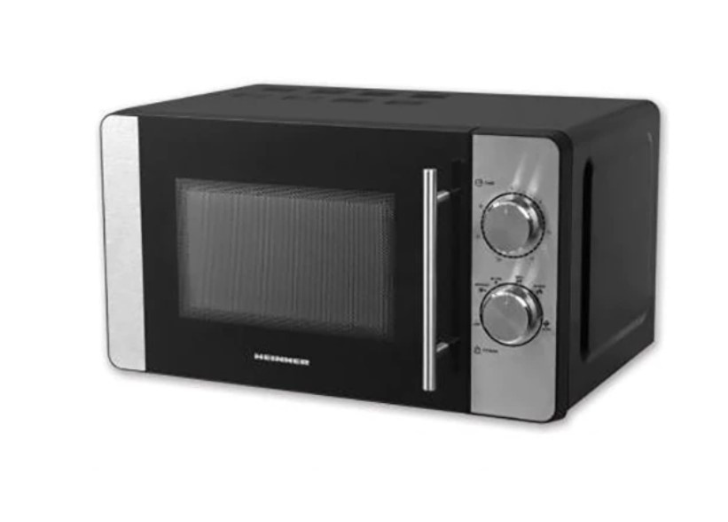 Cuptor cu microunde Heinner HMW-20MBKSS, 20 l, 700 W, Mecanic, Timer, Negru/Inox, RESIGILAT, 1 AN GARANTIE