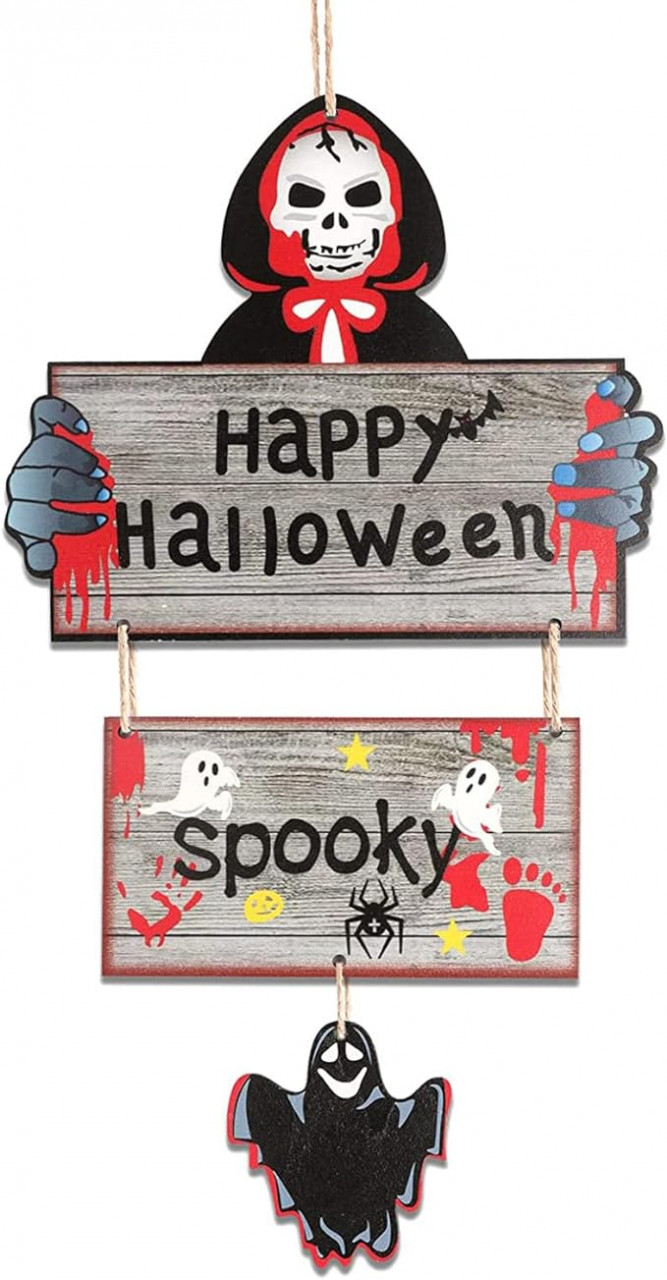 Decoratiune de Halloween, lemn, multicolor ,17.5x30 cm