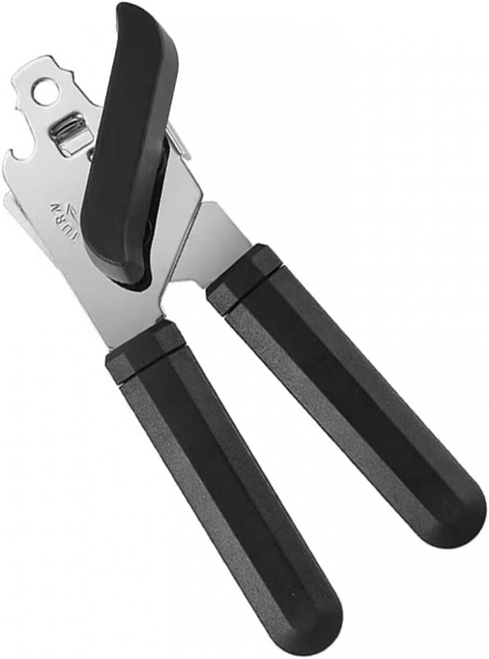 Deschizator conserve/sticle, otel inoxidabil/plastic, negru/argintiu, 18,5 x 5,5 cm 185