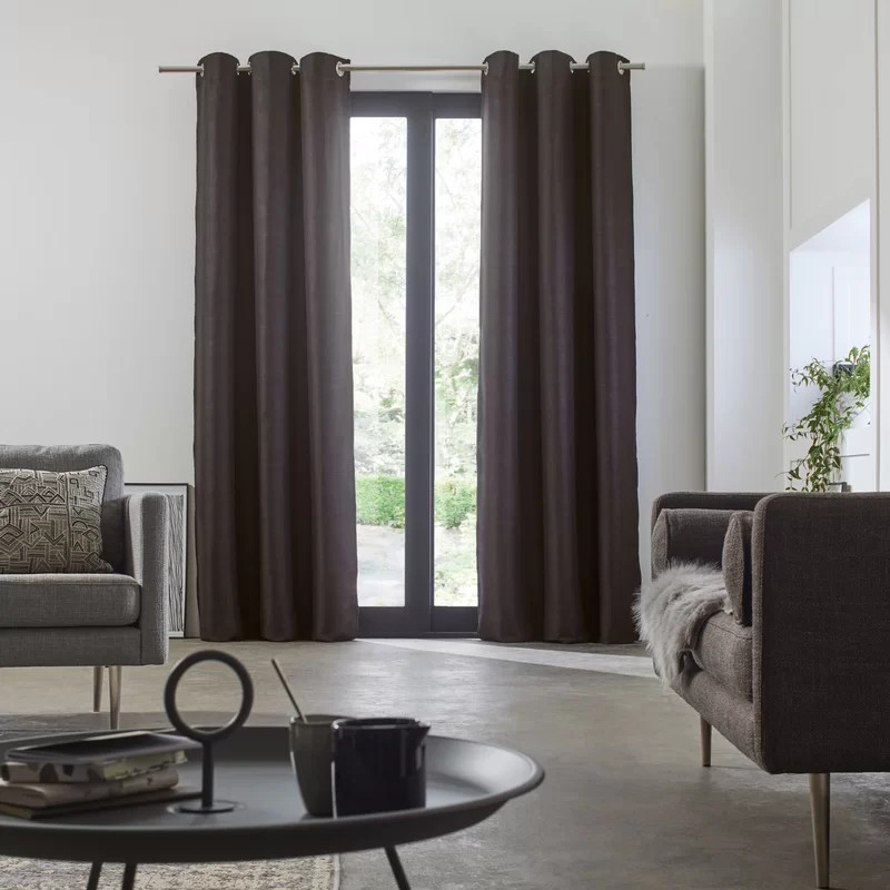 Draperie 17 Stories, poliester, gri inchis, 140 x 350 cm