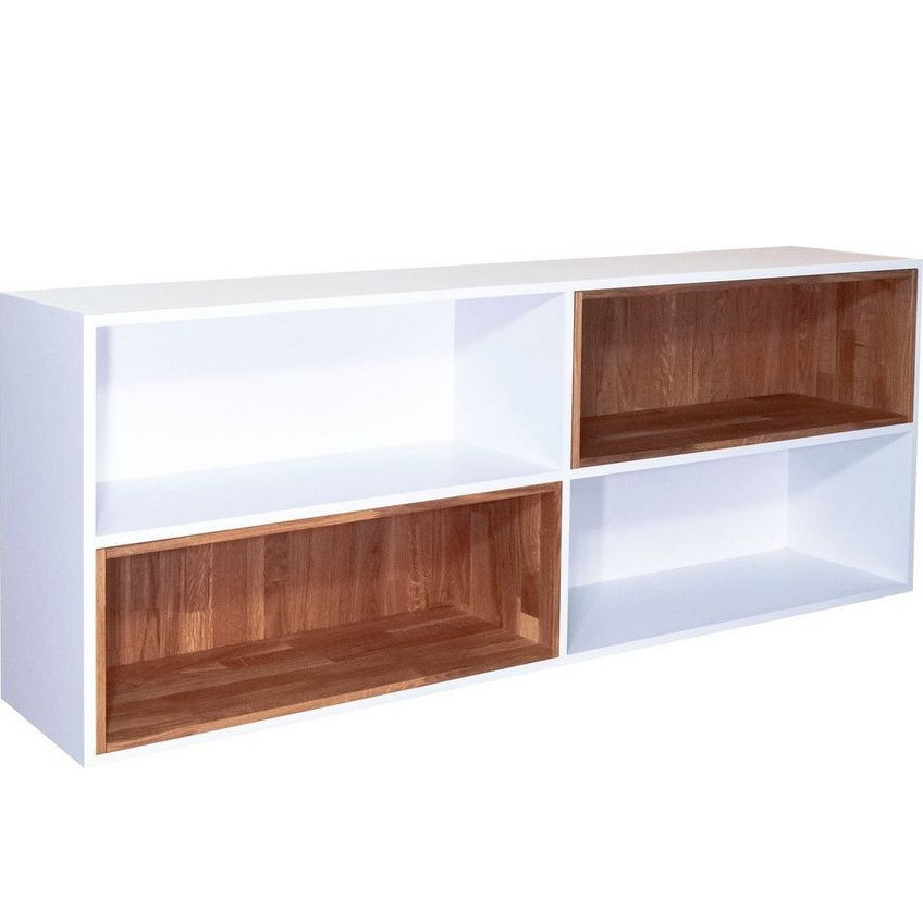 Dulap suspendat Places of Style, lemn, alb/maro, 175 x 38 x 12 cm 175 imagine 2022