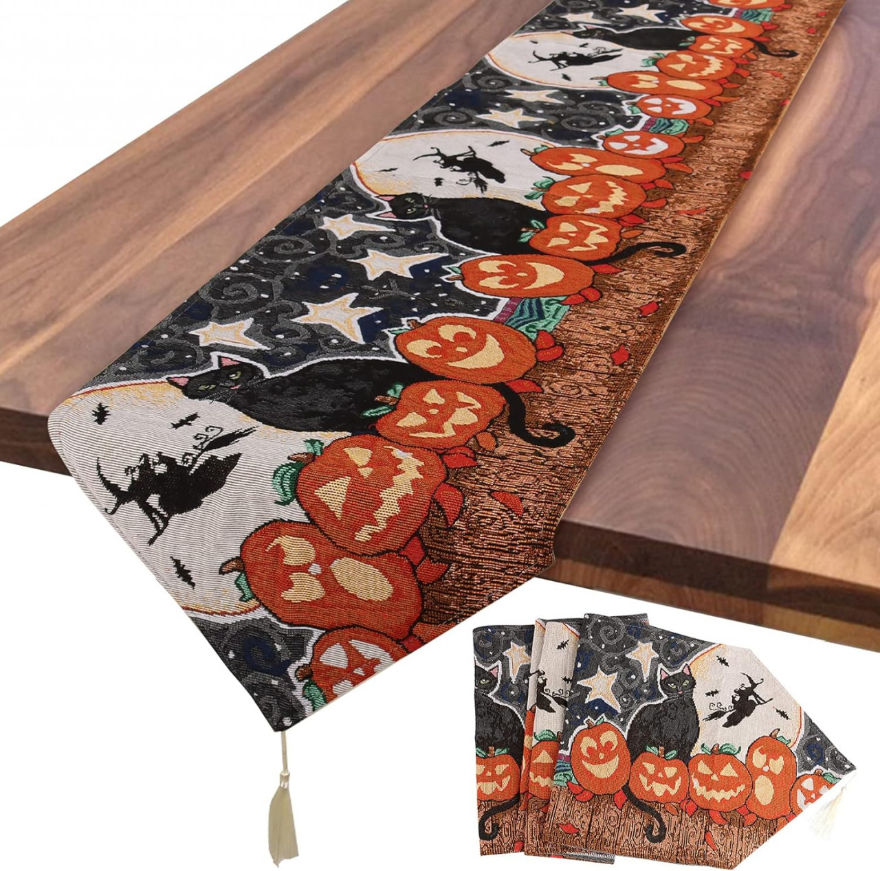 Fata de masa pentru Halloween Yisscen, poliester, multicolor, 34,5 x 177,5 cm