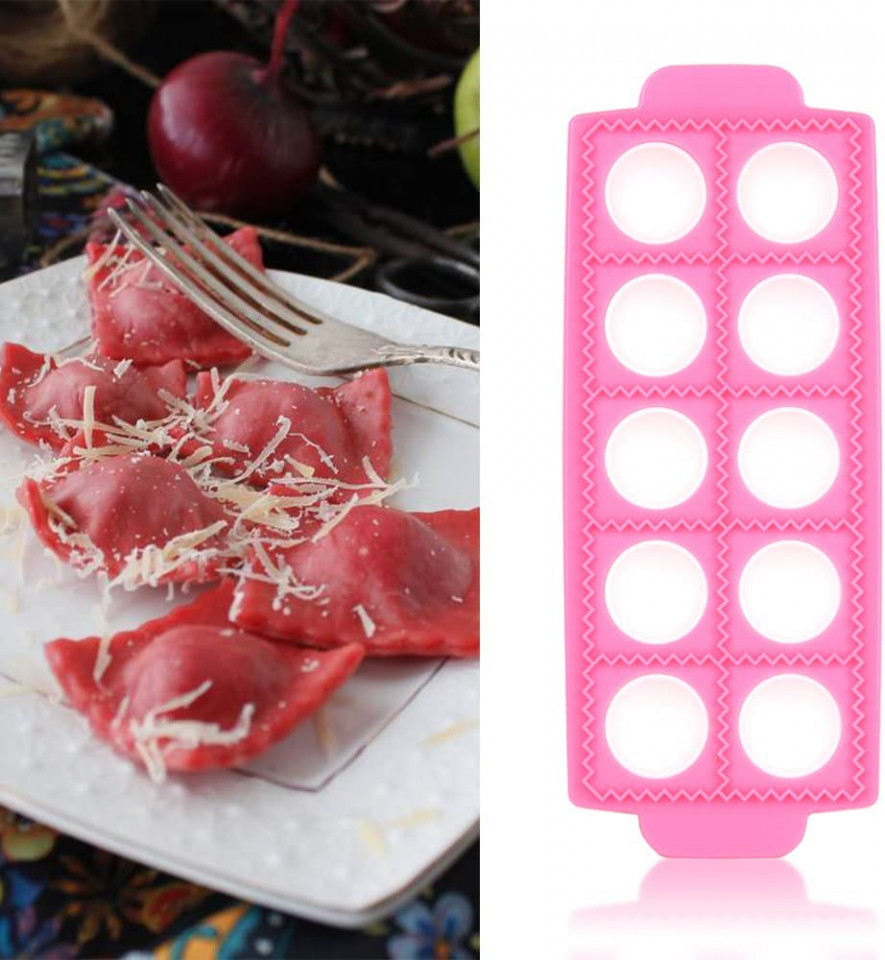 Poze Forma pentru ravioli XiXiRan, plastic, roz, 26,5 x 10,5 x 2,2 cm
