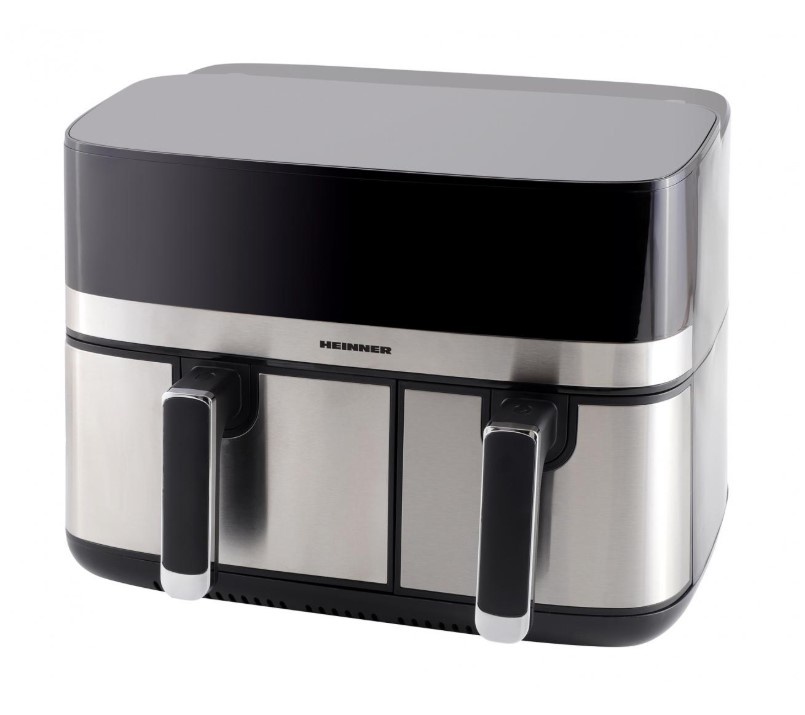 Friteuza dubla cu aer cald (AirFryer) Heinner ProDual Fusion HAF-H9DB17BKS, 1700W, capacitate totala: 8.6L, display digital, control touch, control