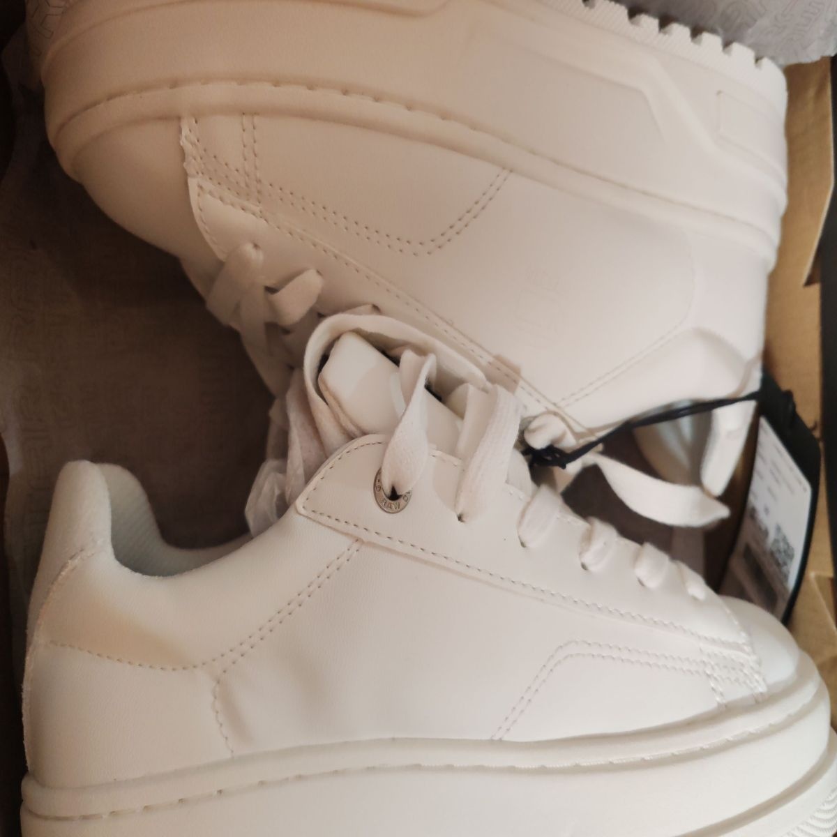 G-STAR, Pantofi sport flatform din piele ecologica cu garnitura din piele intoarsa Lhana, Alb, 36, Resigilat, Grad A