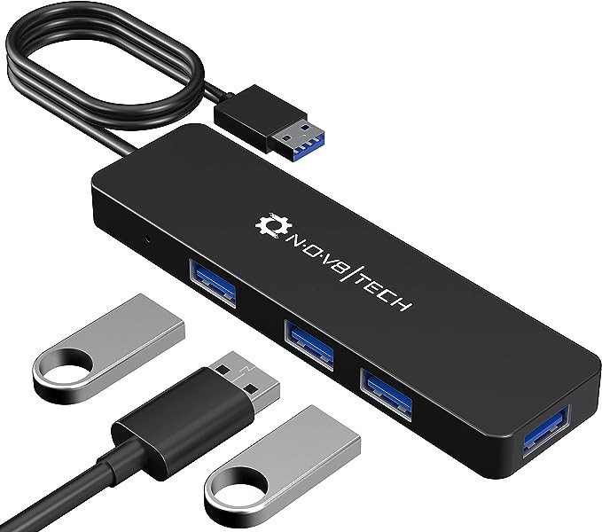 Hub USB 3.0 cu 4 porturi - Compatibil cu PC, laptopuri, MacBook Pro și Air M1 M2 2016-2023