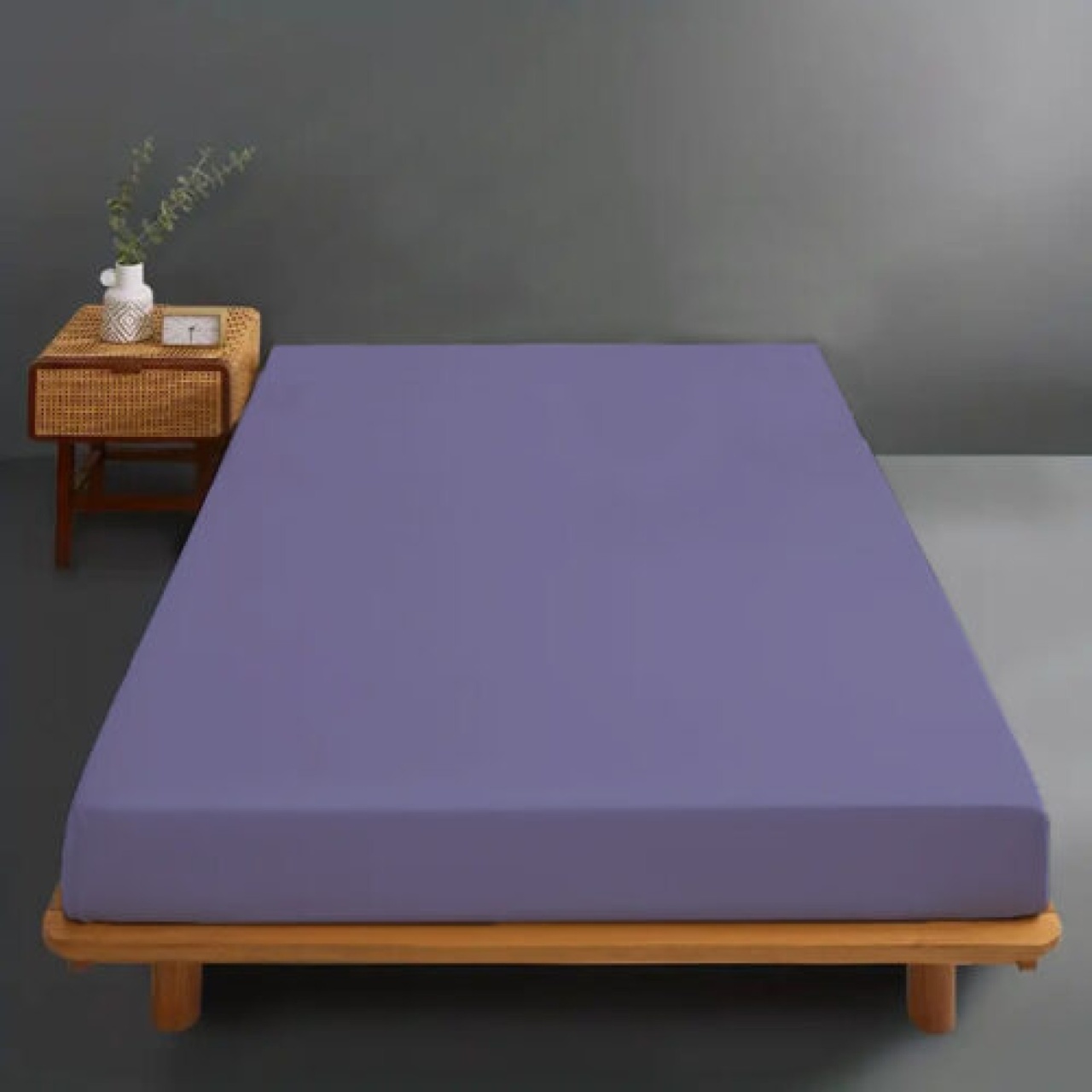 Husa de pat din bumbac 100%, tricot, lila, 90x200 cm