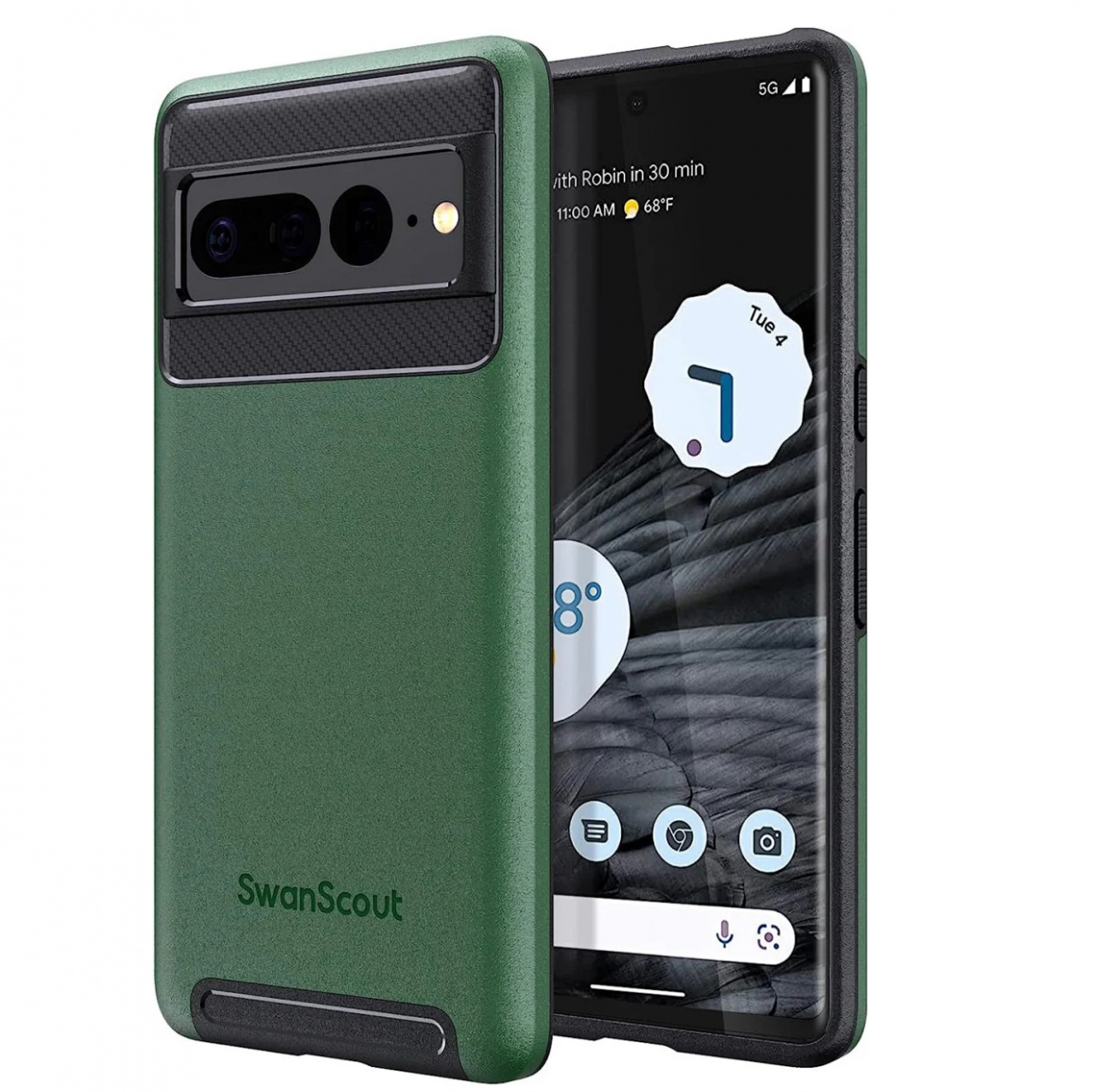 Husa de protectie cu strat dublu pentru Google Pixel 7 Pro SwanScout, verde, policarbonat, 6,7 inchi