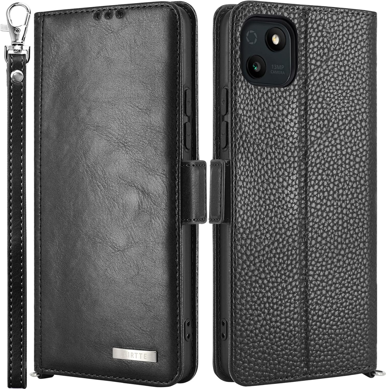 Husa de protectie flip pentru Wiko T10 5G Lairtte, piele PU/TPU, negru, 6,5 inchi