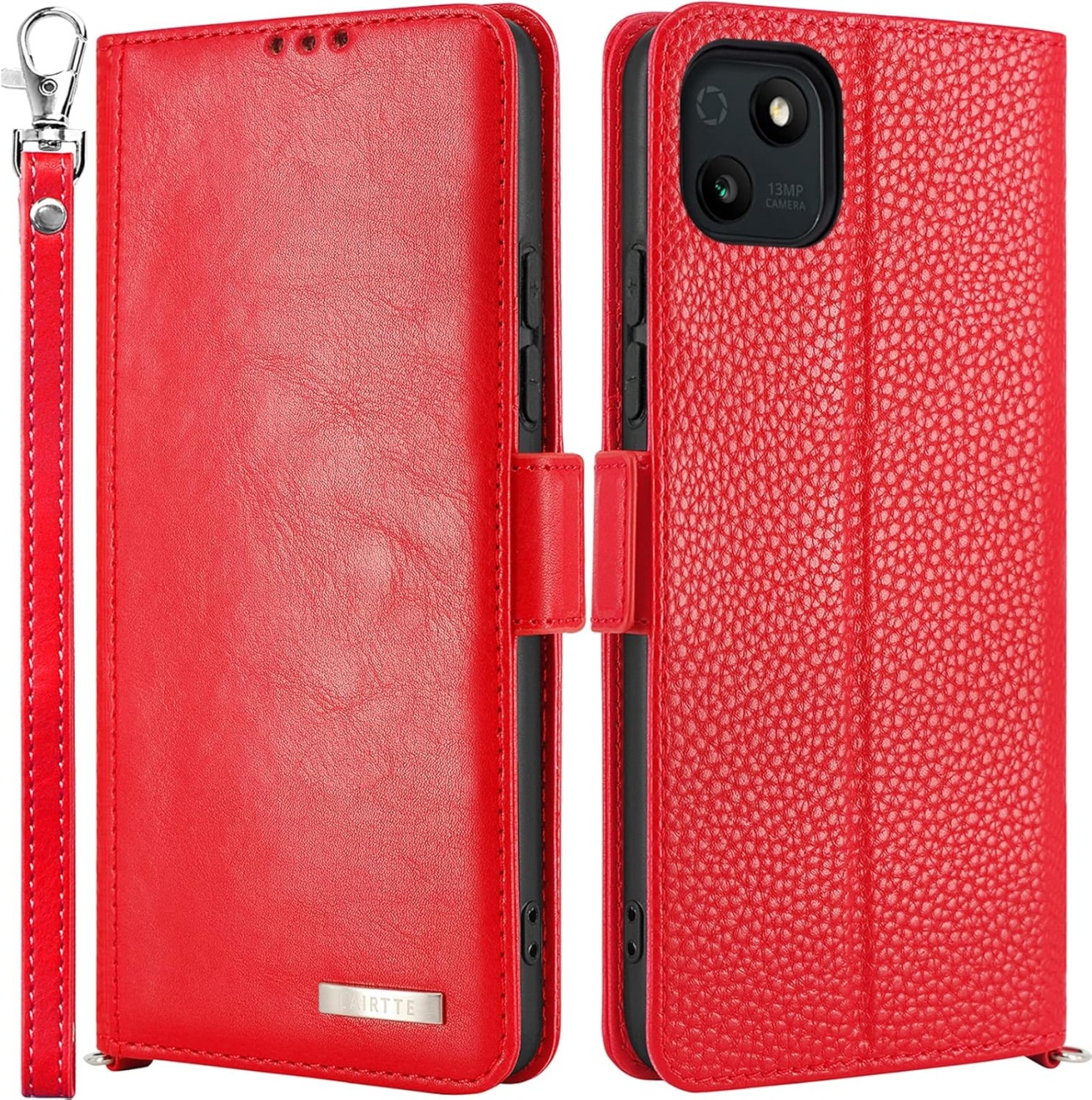 Husa de protectie flip pentru Wiko T10 5G Lairtte, piele PU/TPU, rosu, 6,5 inchi