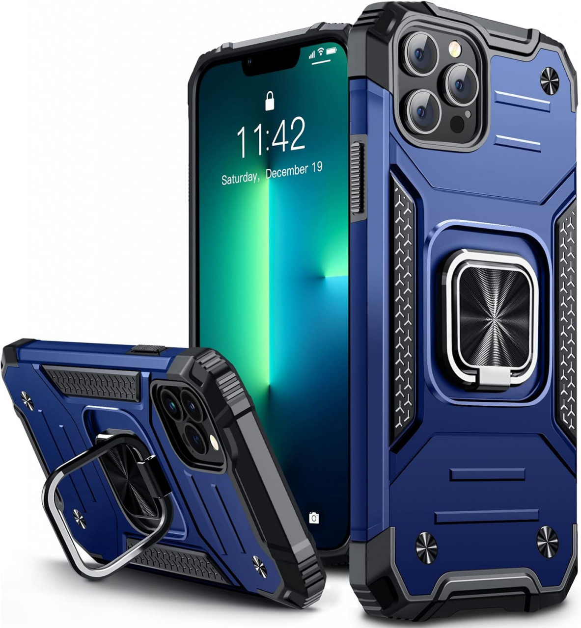 Husa de protectie pentru iPhone 13 PRO MAX Vakoo, TPU, albastru inchis/negru, 6,7 inchi