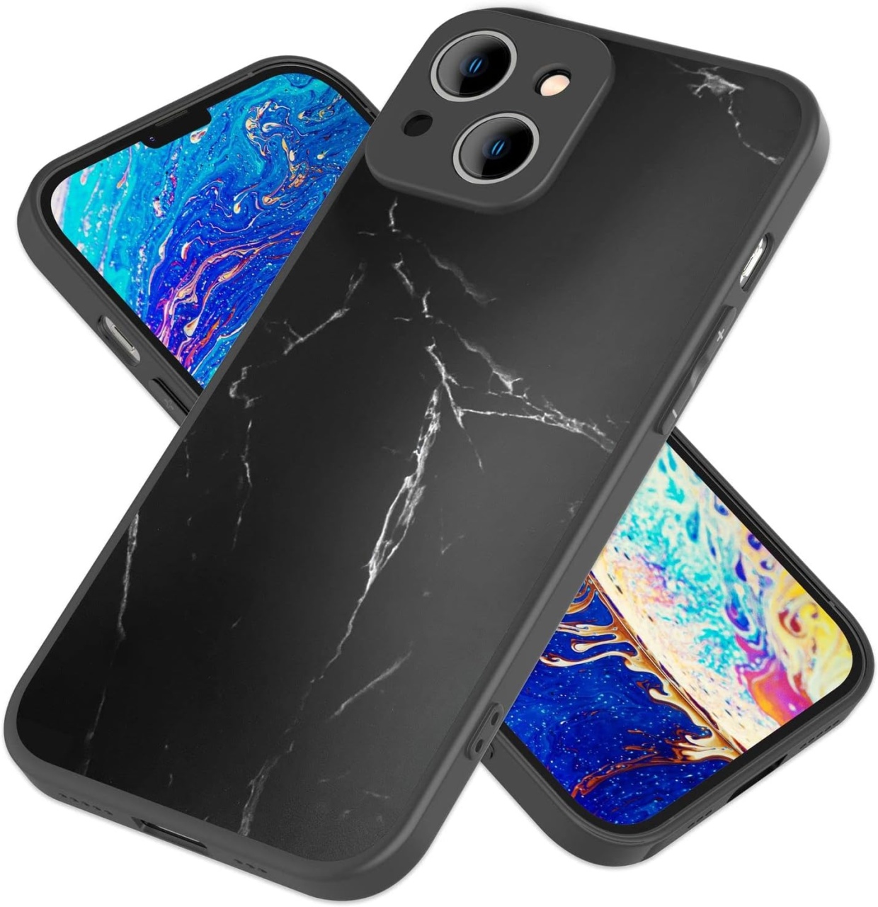Husa de protectie pentru iPhone 14 Plus Nalia, silicon/sticla, negru, 6,7 inchi