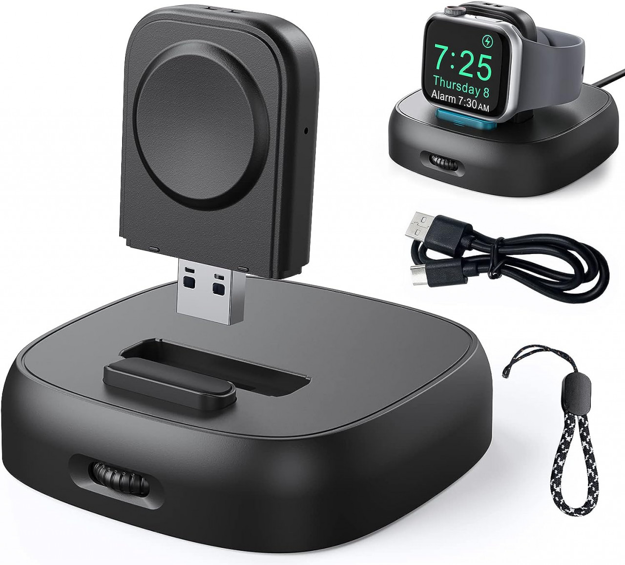 Incarcator fara fir pentru Apple Watch Delidigi, ABS, negru