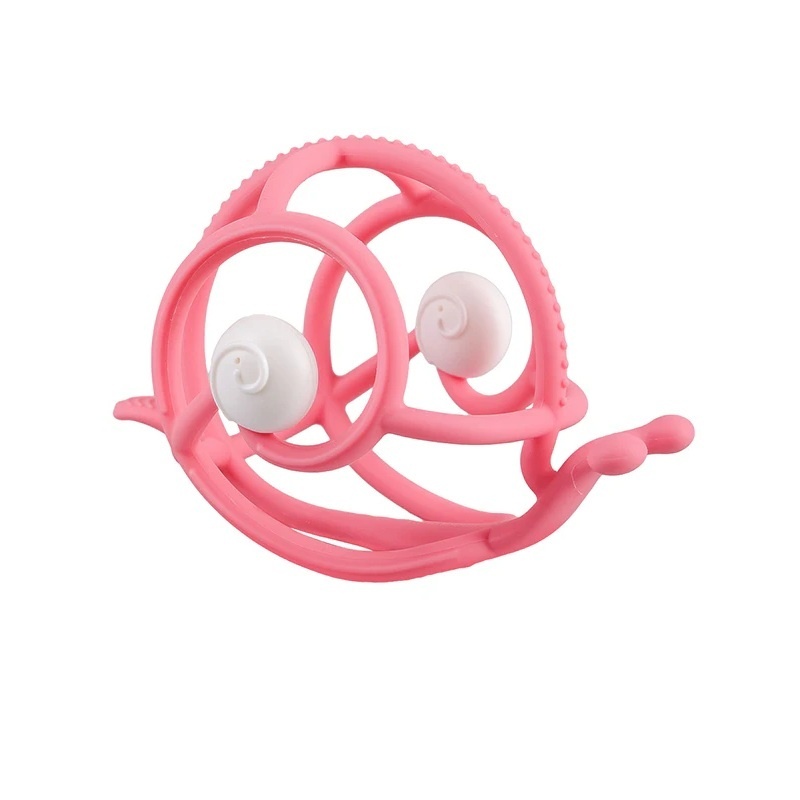 Inel Gingival din silicon Mombella 3 luni+, Melc - Pink