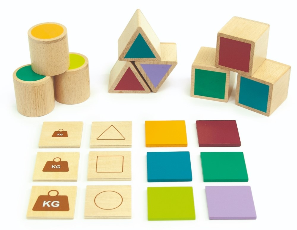 Joc educativ pentru copii si copii nevoi speciale didactic, Andreu Toys, Invatam despre culori, greutati, forme geometrice si atribute, din lemn, 21