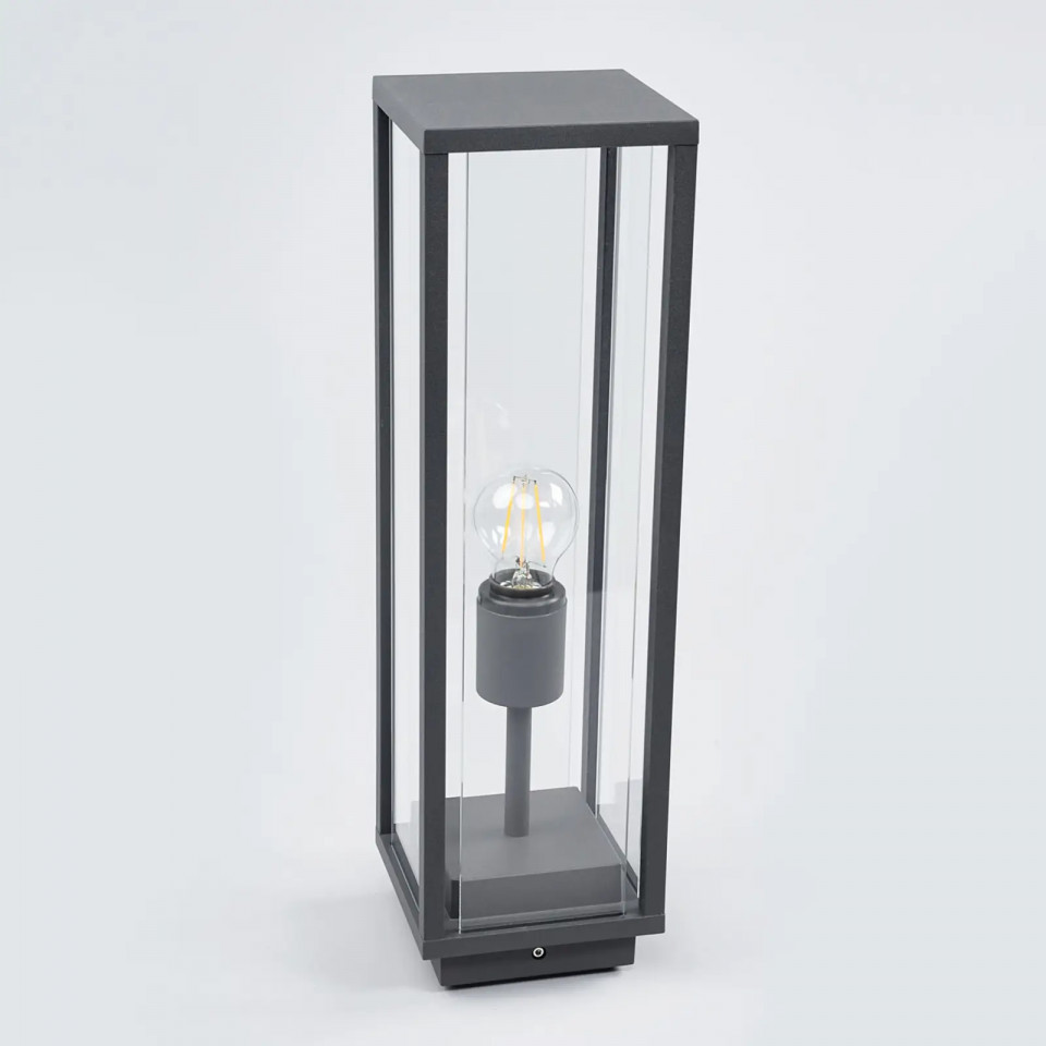 Lampa pentru gradina Annalea, aluminiu/sticla, gri grafit, 14 x 14 x 50 cm aluminiu/sticla imagine noua somnexpo.ro