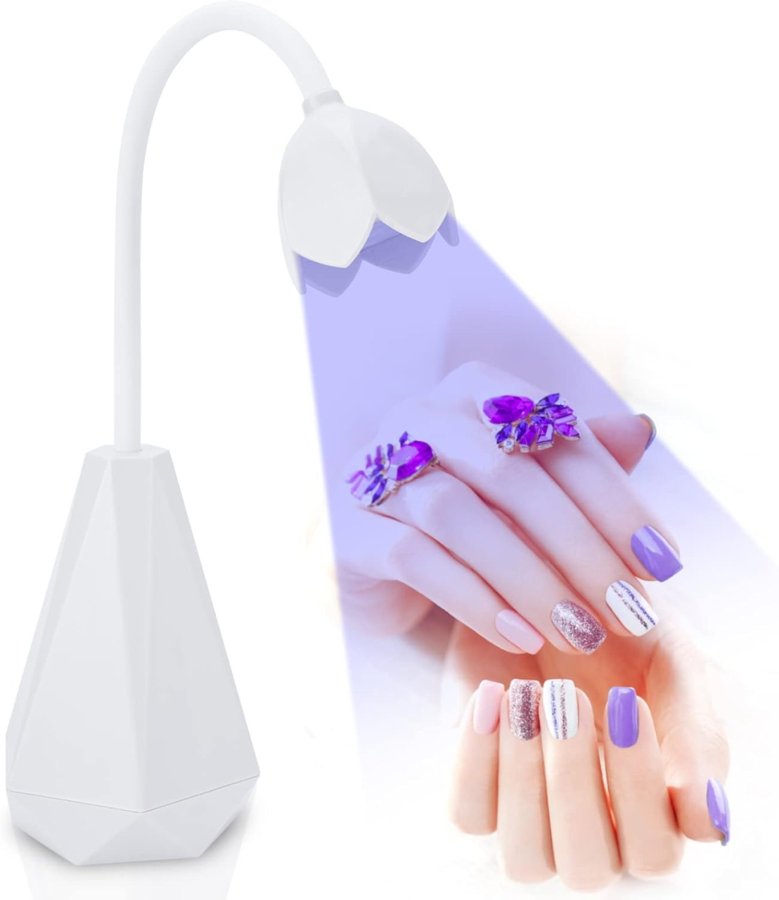 Lampa UV pentru unghii Holres, LED, plastic, alb, 9 x 36 cm, 21W