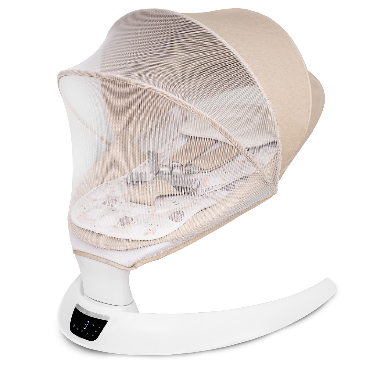 Leagan electric pentru bebelusi, cu spatar reglabil si senzor de miscare, AppeKids Evoque - Bubble Beige