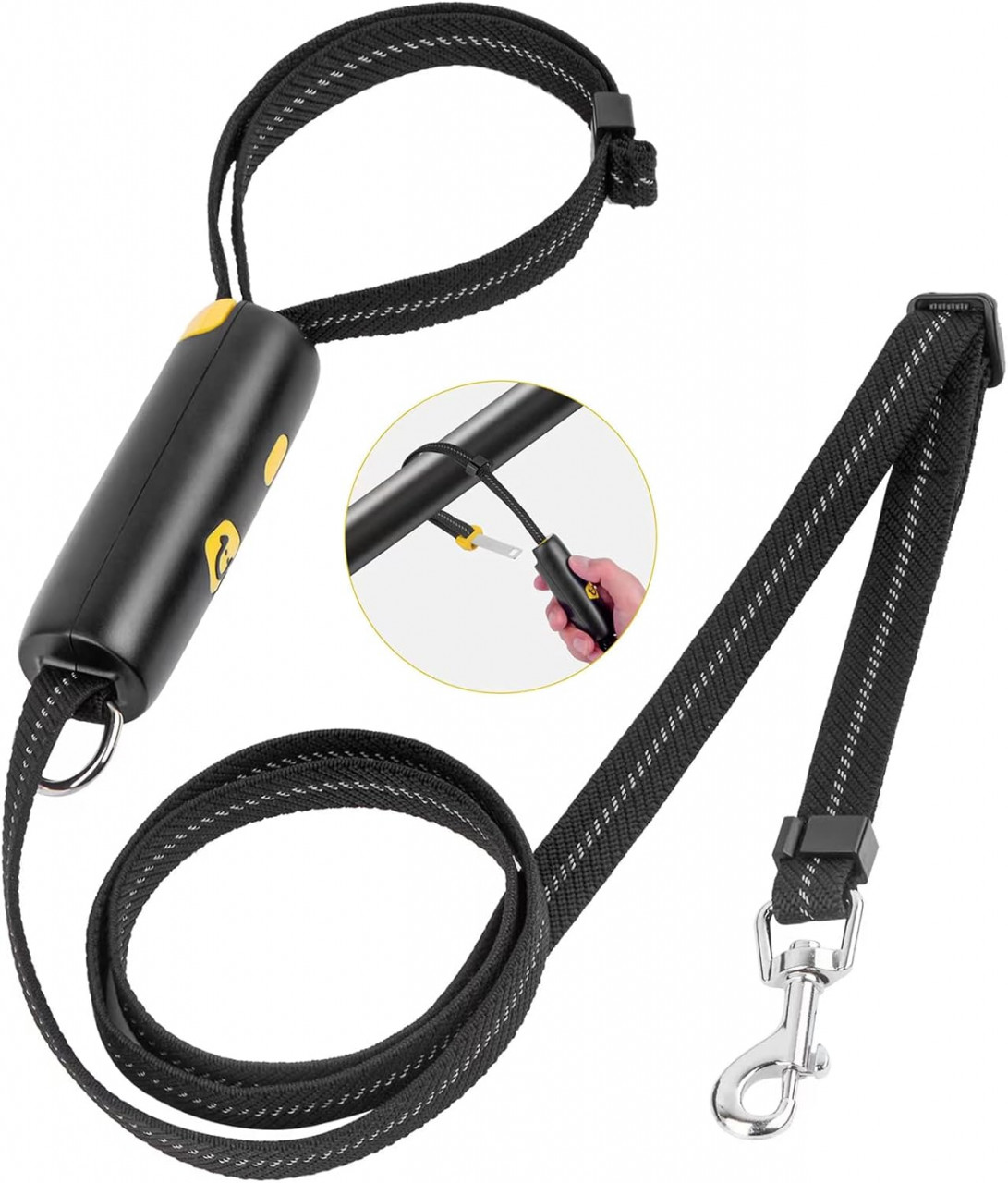 Lesa pentru caine DRAGONTIME, nailon, reflectorizant, negru, 1.6 m