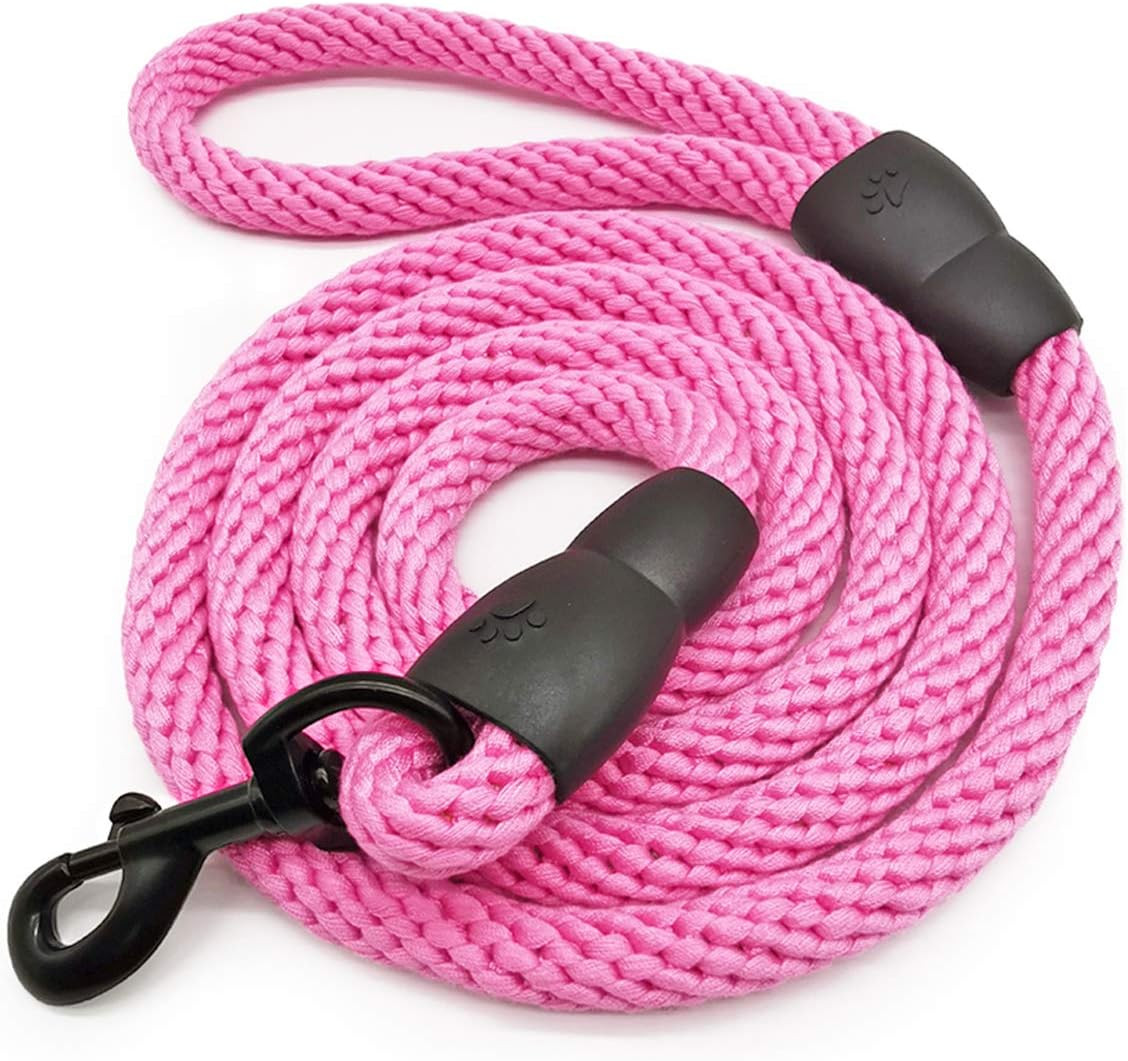 Lesa pentru caine Mycicy, bumbac/metal, roz/negru, 180 cm