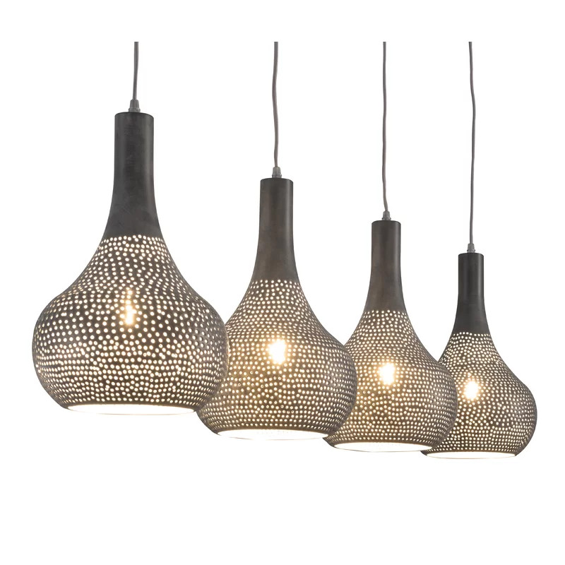 Lustra tip pendul Dollard, 4 lumini, metal, gri, 130 x 25 x 150 cm