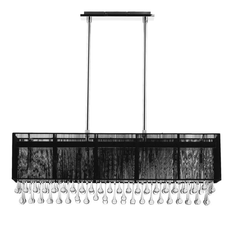 Lustra tip pendul Dominic, LED, 8 lumini, metal/cristal, negru/argintiu, 20 x 90 x 120 cm