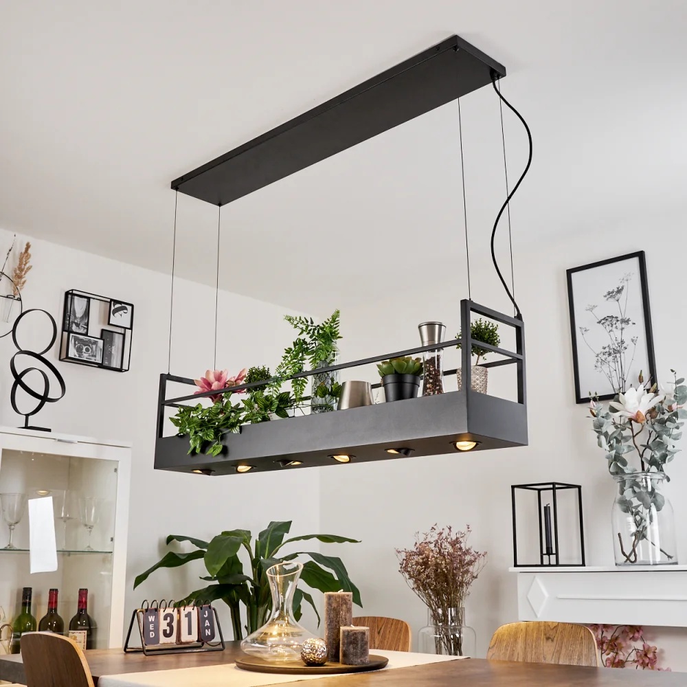 Lustra tip pendul Miravelle, 6 lumini, metal, negru, 112 x 22 x 160 cm